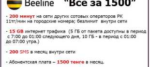 Постоплатный тариф Билайн «Всё за 1500» – описание, команды